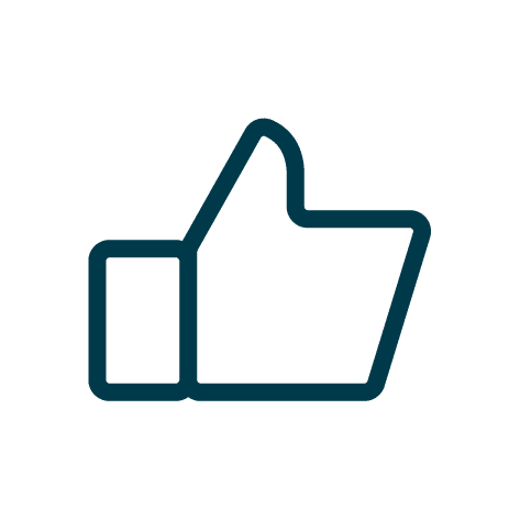 What We Do - Positive Attitude Outline of a thumbs-up hand gesture symbolizing a positive attitude.
